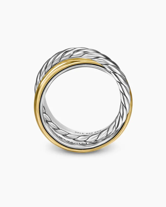 Crossover Two Row Rotating Ring In Sterling Silver With 14K Yellow Gold 7mm Women David Yurman Band Crossover Two Row Rotating Ring In Sterling Silver With 14K Yellow Gold 7mm Women David Yurman Band