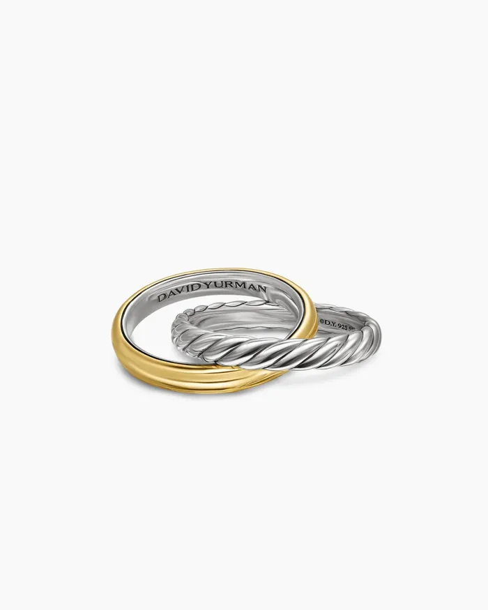 Crossover Two Row Rotating Ring In Sterling Silver With 14K Yellow Gold 7mm Women David Yurman Band Crossover Two Row Rotating Ring In Sterling Silver With 14K Yellow Gold 7mm Women David Yurman Band