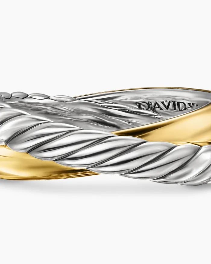 Crossover Two Row Rotating Ring In Sterling Silver With 14K Yellow Gold 7mm Women David Yurman Band Crossover Two Row Rotating Ring In Sterling Silver With 14K Yellow Gold 7mm Women David Yurman Band