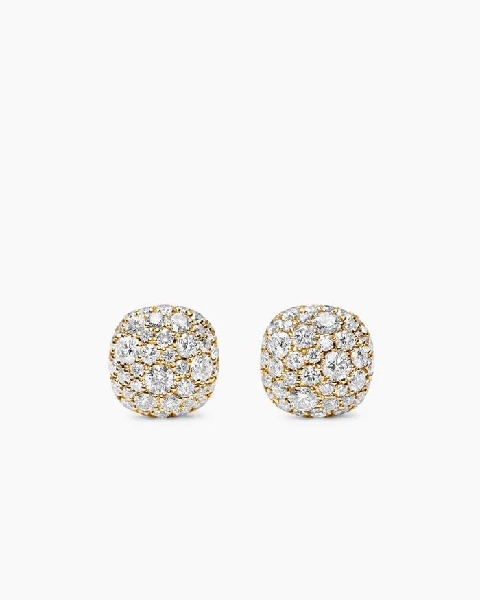 Cushion Stud Earrings In 18K Yellow Gold With Diamonds 8mm Women David Yurman Stud Cushion Stud Earrings In 18K Yellow Gold With Diamonds 8mm Women David Yurman Stud