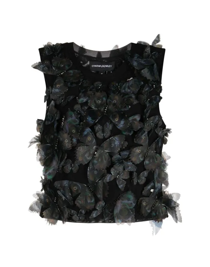 Cynthia Rowley Butterfly Applique Top Women Tops Cynthia Rowley Butterfly Applique Top Women Tops