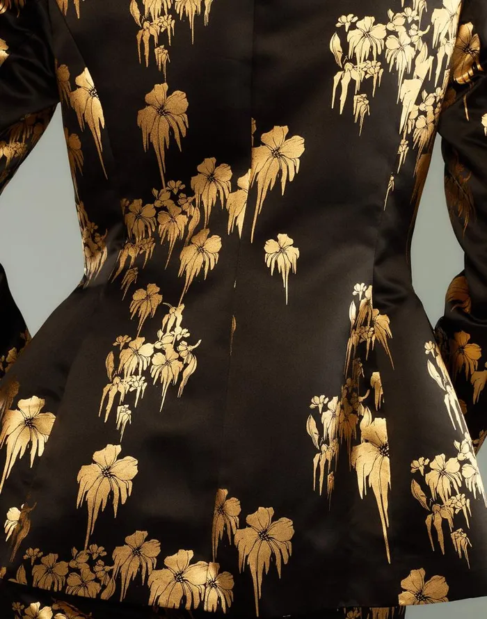 Cynthia Rowley Dripping In Gold Fitted Blazer Women Jackets and Coats Cynthia Rowley Dripping In Gold Fitted Blazer Women Jackets and Coats