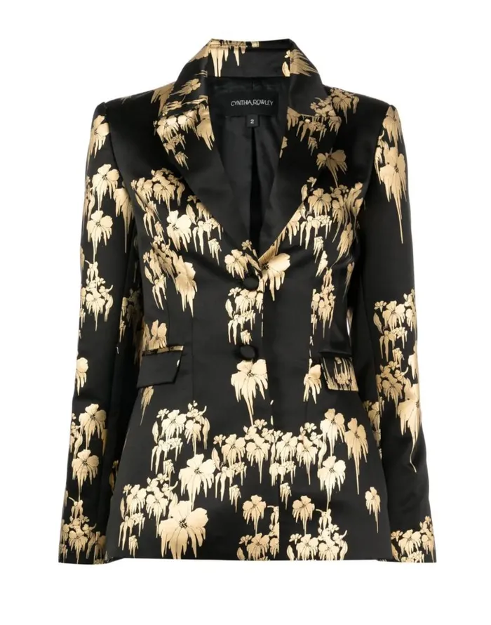 Cynthia Rowley Dripping In Gold Fitted Blazer Women Jackets and Coats Cynthia Rowley Dripping In Gold Fitted Blazer Women Jackets and Coats