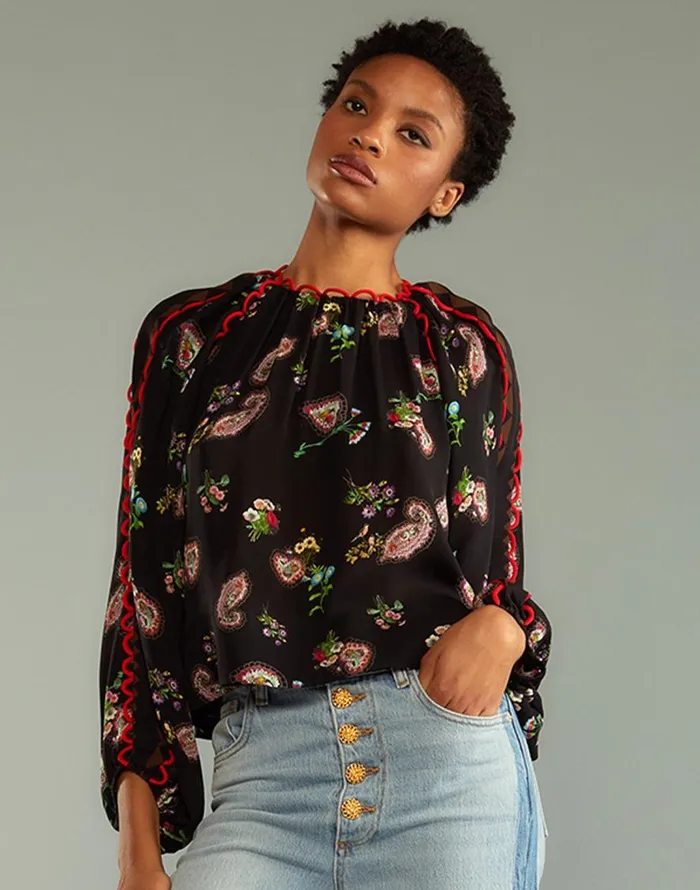 Cynthia Rowley Midnight Garden Blouse Women Tops Cynthia Rowley Midnight Garden Blouse Women Tops