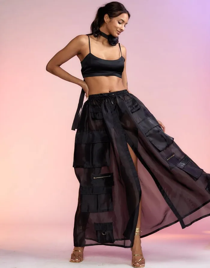 Cynthia Rowley Organza Cargo Skirt Women Bottoms