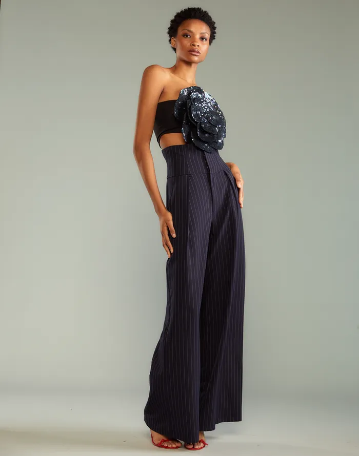 Cynthia Rowley Pinstripe Corset Waist Pants Women Bottoms Cynthia Rowley Pinstripe Corset Waist Pants Women Bottoms