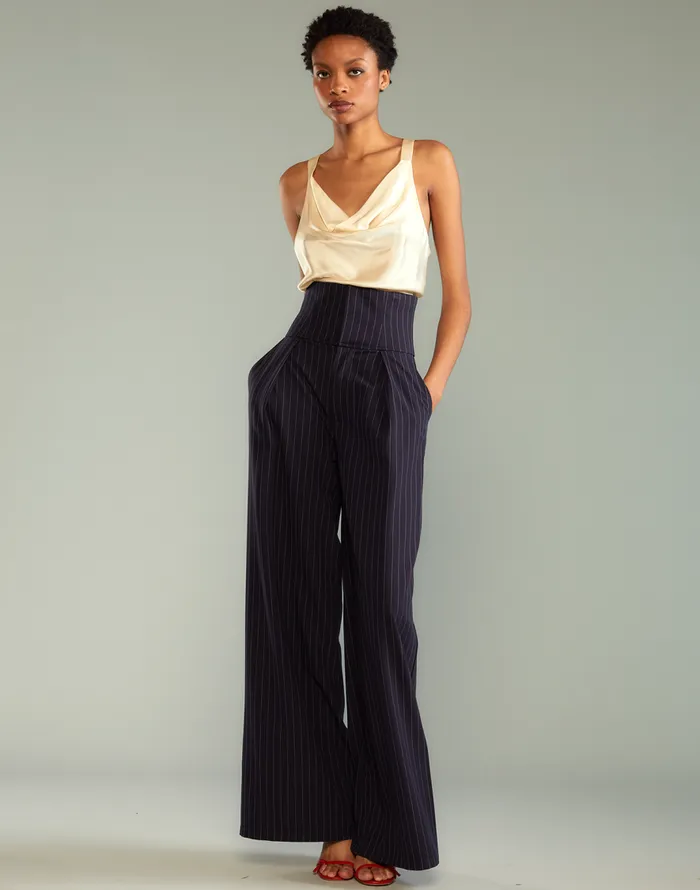 Cynthia Rowley Pinstripe Corset Waist Pants Women Bottoms Cynthia Rowley Pinstripe Corset Waist Pants Women Bottoms