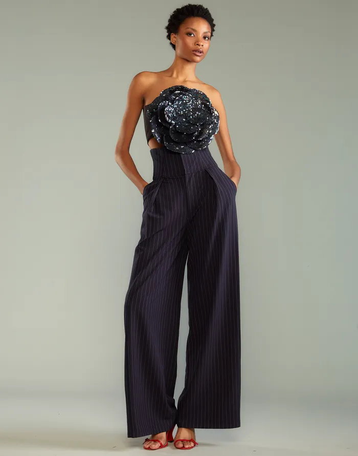 Cynthia Rowley Pinstripe Corset Waist Pants Women Bottoms Cynthia Rowley Pinstripe Corset Waist Pants Women Bottoms