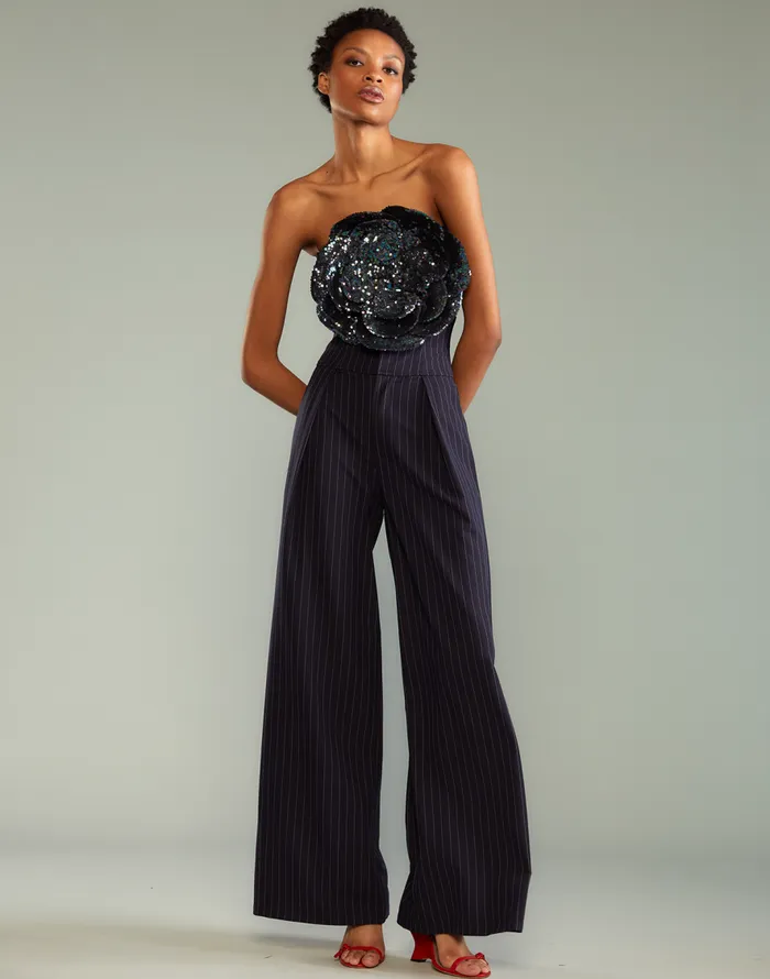 Cynthia Rowley Pinstripe Corset Waist Pants Women Bottoms Cynthia Rowley Pinstripe Corset Waist Pants Women Bottoms
