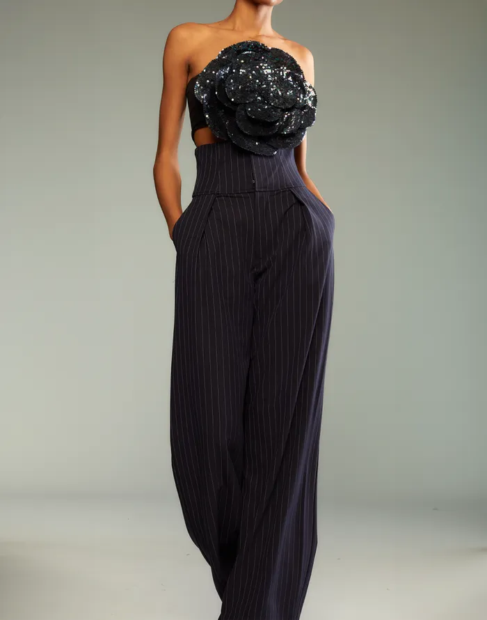 Cynthia Rowley Pinstripe Corset Waist Pants Women Bottoms Cynthia Rowley Pinstripe Corset Waist Pants Women Bottoms