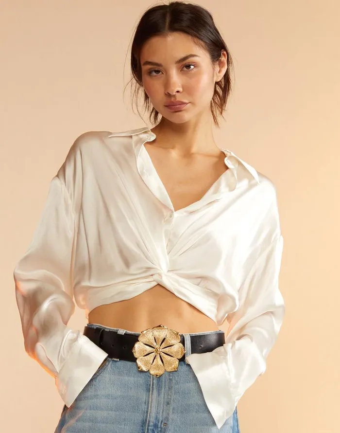 Cynthia Rowley Twisted Silk Shirt Women Tops Cynthia Rowley Twisted Silk Shirt Women Tops
