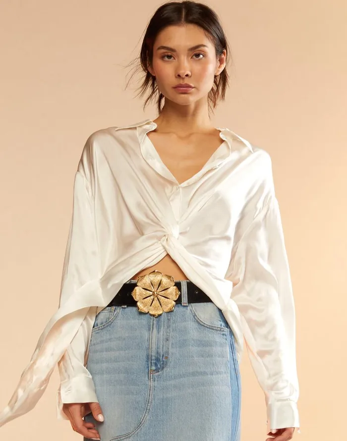 Cynthia Rowley Twisted Silk Shirt Women Tops Cynthia Rowley Twisted Silk Shirt Women Tops