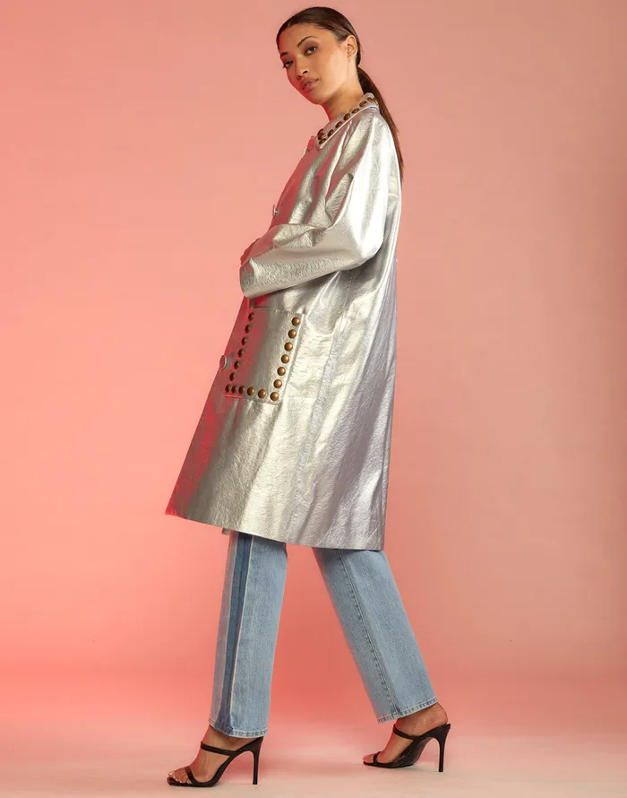Cynthia Rowley Vegan Studded Leather Coat Women Jackets and Coats Cynthia Rowley Vegan Studded Leather Coat Women Jackets and Coats