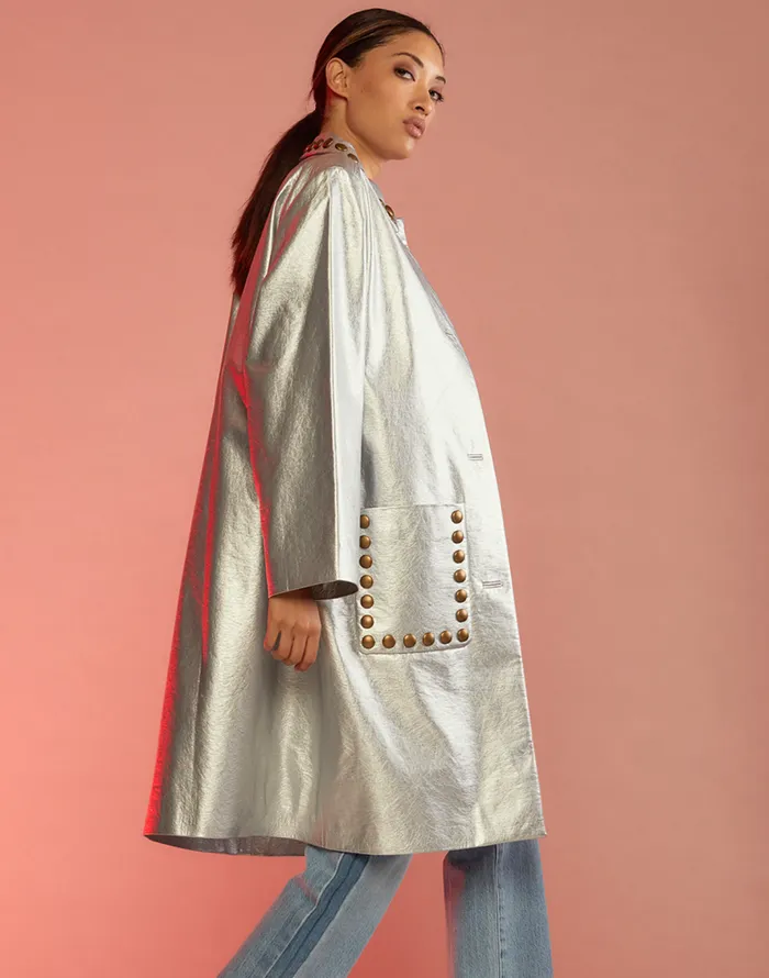 Cynthia Rowley Vegan Studded Leather Coat Women Jackets and Coats Cynthia Rowley Vegan Studded Leather Coat Women Jackets and Coats