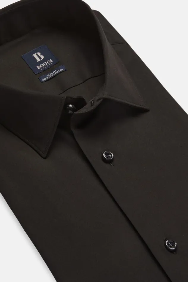 Dress Shirts Men Boggi Milano Slim Fit Black Shirt In Stretch Cotton Black Dress Shirts Men Boggi Milano Slim Fit Black Shirt In Stretch Cotton Black