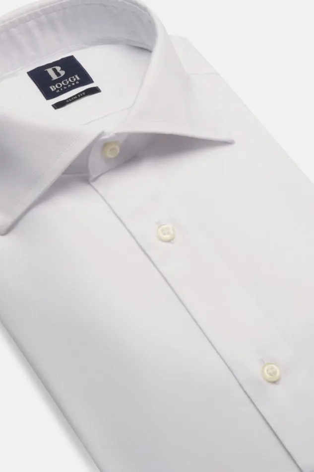 Dress Shirts Men Boggi Milano Slim Fit White Cotton Twill Shirt White Dress Shirts Men Boggi Milano Slim Fit White Cotton Twill Shirt White