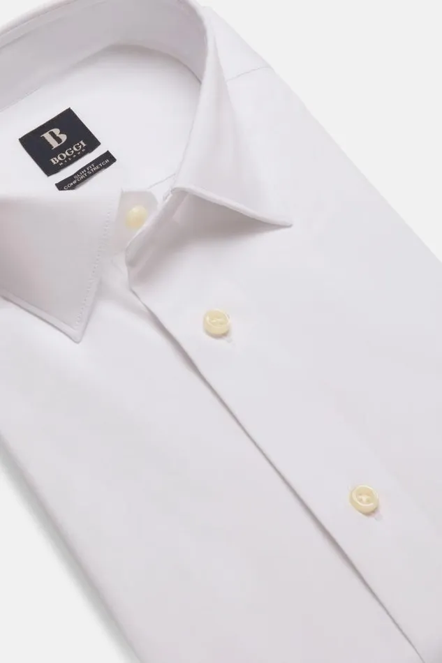 Dress Shirts Men Boggi Milano Slim Fit White Shirt In Stretch Cotton White Dress Shirts Men Boggi Milano Slim Fit White Shirt In Stretch Cotton White