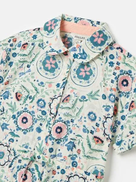 Dresses Girls Joules Pink Green Textured Shirt Dress