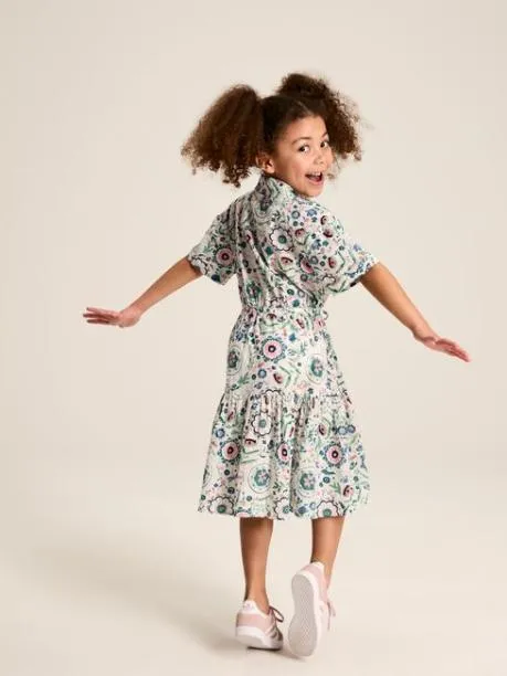 Dresses Girls Joules Pink Green Textured Shirt Dress