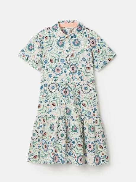 Dresses Girls Joules Pink Green Textured Shirt Dress