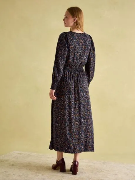 Dresses Women Joules Navy Multi Elasticated Waist Maxi Dress