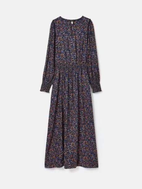 Dresses Women Joules Navy Multi Elasticated Waist Maxi Dress