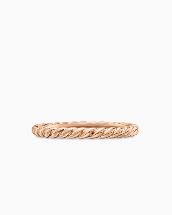 DY Cable Band Ring In 18K Rose Gold 2mm Women David Yurman Band
