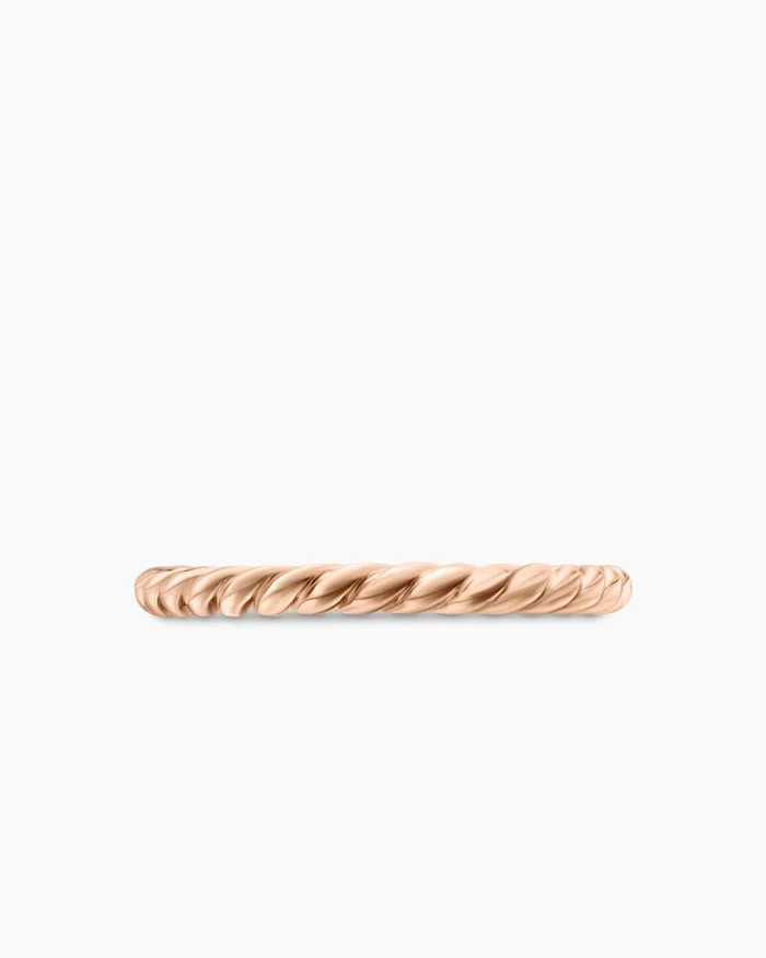DY Cable Band Ring In 18K Rose Gold 2mm Women David Yurman Band DY Cable Band Ring In 18K Rose Gold 2mm Women David Yurman Band