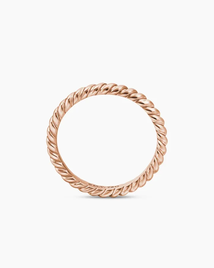 DY Cable Band Ring In 18K Rose Gold 2mm Women David Yurman Band DY Cable Band Ring In 18K Rose Gold 2mm Women David Yurman Band