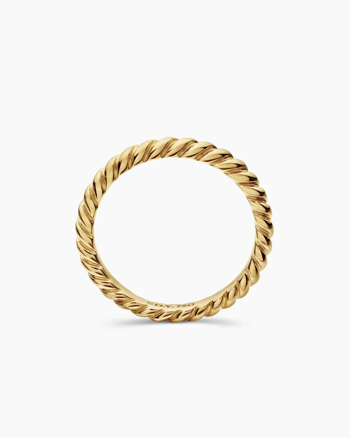 DY Cable Band Ring In 18K Yellow Gold 3mm Women David Yurman Band DY Cable Band Ring In 18K Yellow Gold 3mm Women David Yurman Band