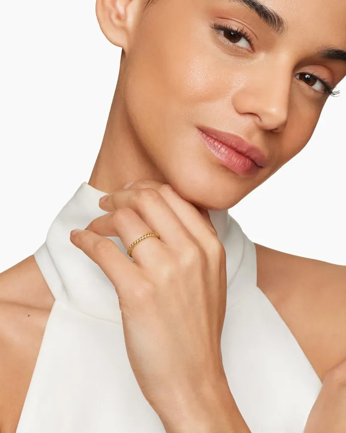 DY Cable Band Ring In 18K Yellow Gold 3mm Women David Yurman Band DY Cable Band Ring In 18K Yellow Gold 3mm Women David Yurman Band
