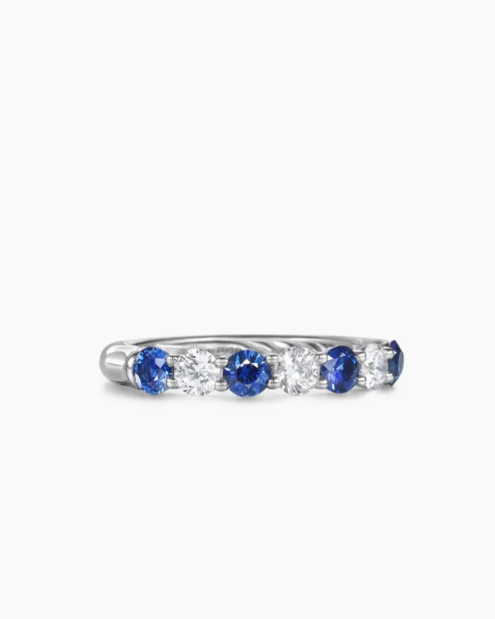 DY Eden Partway Band Ring In Platinum With Diamonds 34mm Women David Yurman Band DY Eden Partway Band Ring In Platinum With Diamonds 34mm Women David Yurman Band