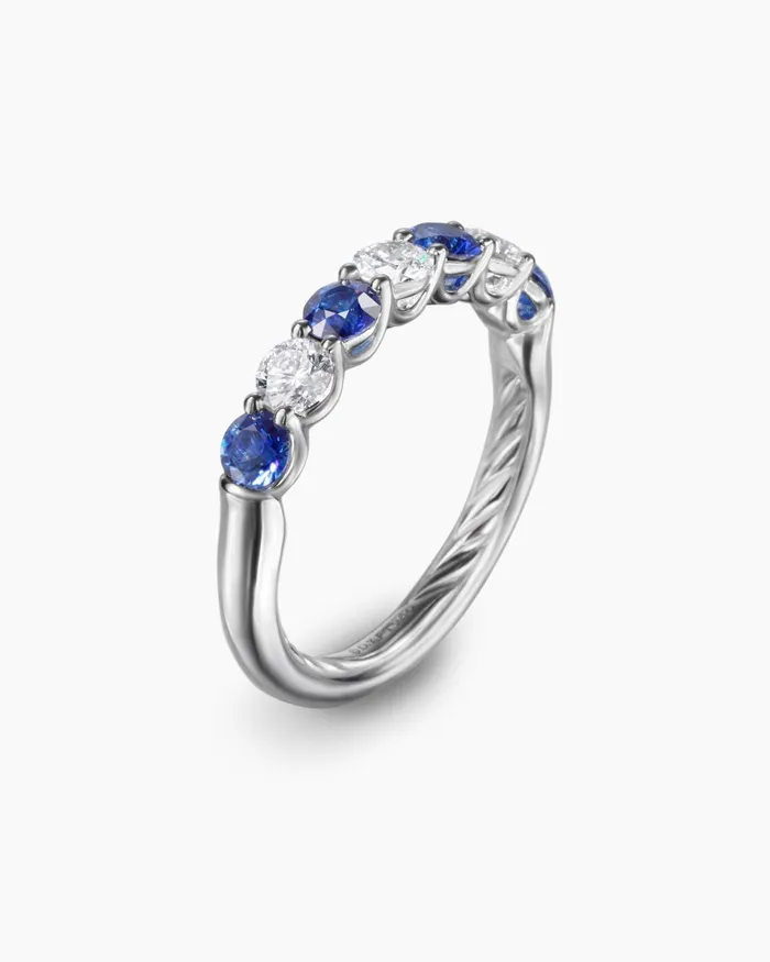 DY Eden Partway Band Ring In Platinum With Diamonds 34mm Women David Yurman Band DY Eden Partway Band Ring In Platinum With Diamonds 34mm Women David Yurman Band