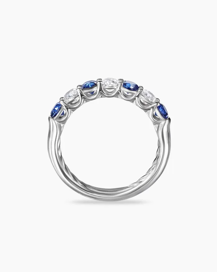 DY Eden Partway Band Ring In Platinum With Diamonds 34mm Women David Yurman Band DY Eden Partway Band Ring In Platinum With Diamonds 34mm Women David Yurman Band
