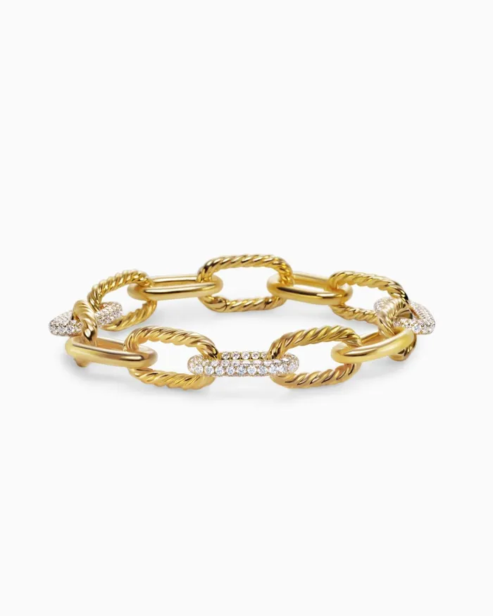DY Madison Chain Bracelet In 18K Yellow Gold With Diamonds 11mm Women David Yurman Chain DY Madison Chain Bracelet In 18K Yellow Gold With Diamonds 11mm Women David Yurman Chain