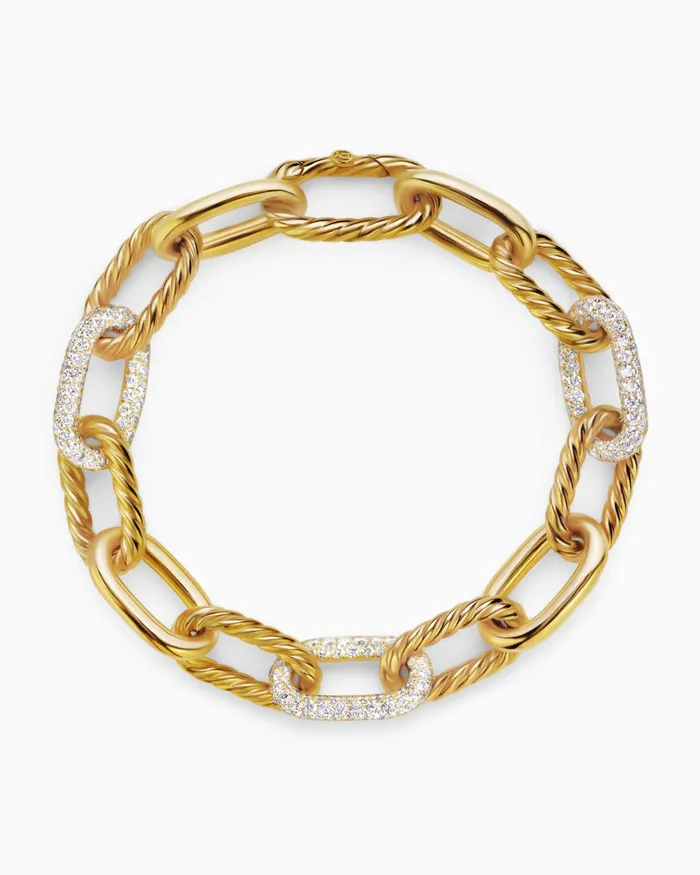 DY Madison Chain Bracelet In 18K Yellow Gold With Diamonds 11mm Women David Yurman Chain DY Madison Chain Bracelet In 18K Yellow Gold With Diamonds 11mm Women David Yurman Chain