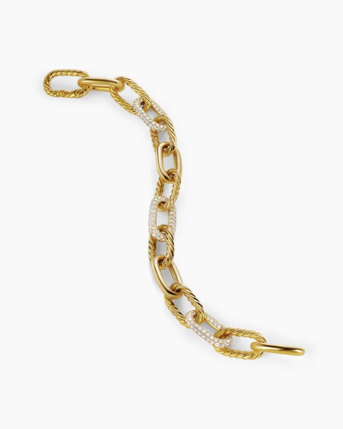 DY Madison Chain Bracelet In 18K Yellow Gold With Diamonds 11mm Women David Yurman Chain DY Madison Chain Bracelet In 18K Yellow Gold With Diamonds 11mm Women David Yurman Chain