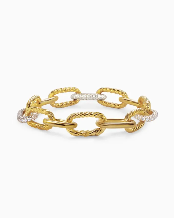 DY Madison Chain Bracelet In 18K Yellow Gold With Diamonds 11mm Women David Yurman Chain DY Madison Chain Bracelet In 18K Yellow Gold With Diamonds 11mm Women David Yurman Chain