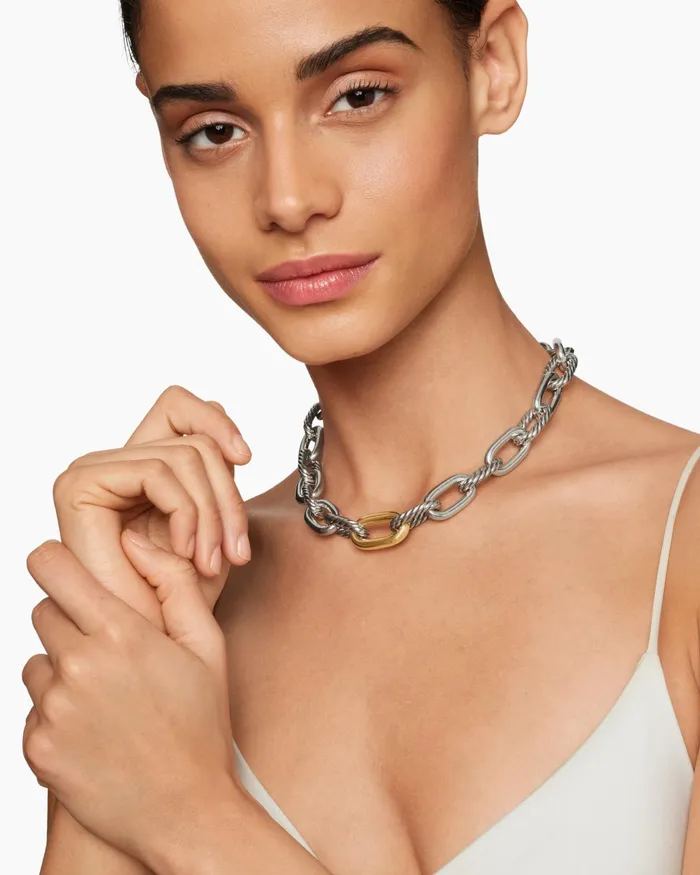 DY Madison Chain Necklace In Sterling Silver With 18K Yellow Gold 135mm Women David Yurman Chain DY Madison Chain Necklace In Sterling Silver With 18K Yellow Gold 135mm Women David Yurman Chain