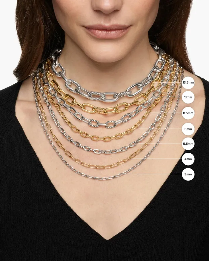 DY Madison Chain Necklace In Sterling Silver With 18K Yellow Gold 55mm Women David Yurman Chain DY Madison Chain Necklace In Sterling Silver With 18K Yellow Gold 55mm Women David Yurman Chain