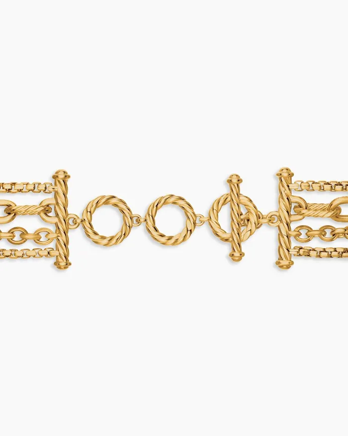 DY Madison Pearl Multi Row Chain Necklace In 18K Yellow Gold With Pearls Women David Yurman Chain DY Madison Pearl Multi Row Chain Necklace In 18K Yellow Gold With Pearls Women David Yurman Chain