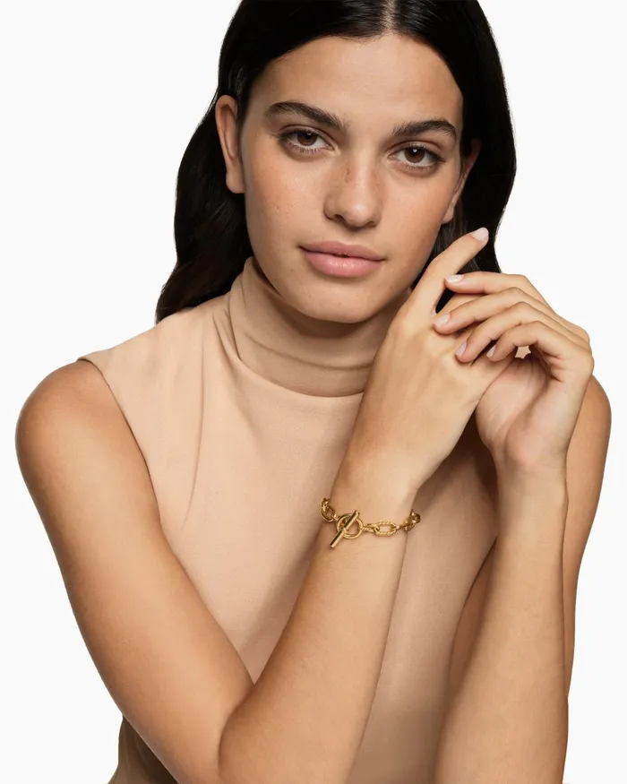 DY Madison Toggle Chain Bracelet In 18K Yellow Gold 85mm Women David Yurman Chain DY Madison Toggle Chain Bracelet In 18K Yellow Gold 85mm Women David Yurman Chain