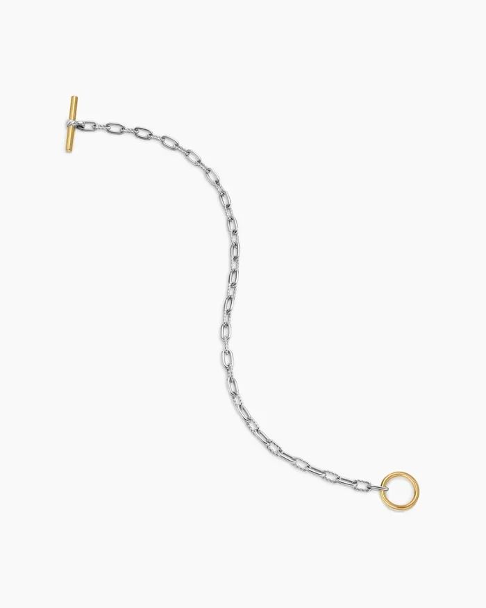 DY Madison Toggle Chain Bracelet In Sterling Silver With 18K Yellow Gold 3mm Women David Yurman Chain DY Madison Toggle Chain Bracelet In Sterling Silver With 18K Yellow Gold 3mm Women David Yurman Chain