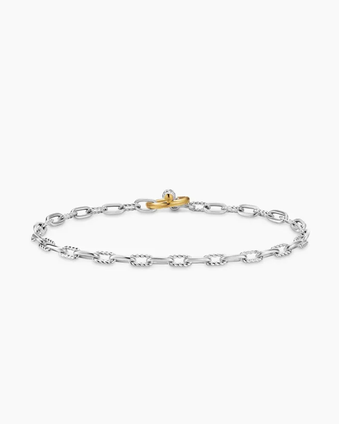 DY Madison Toggle Chain Bracelet In Sterling Silver With 18K Yellow Gold 3mm Women David Yurman Chain DY Madison Toggle Chain Bracelet In Sterling Silver With 18K Yellow Gold 3mm Women David Yurman Chain
