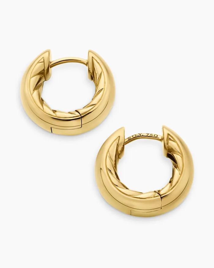 DY Mercer Micro Hoop Earrings In 18K Yellow Gold 134mm Women David Yurman Hoop DY Mercer Micro Hoop Earrings In 18K Yellow Gold 134mm Women David Yurman Hoop