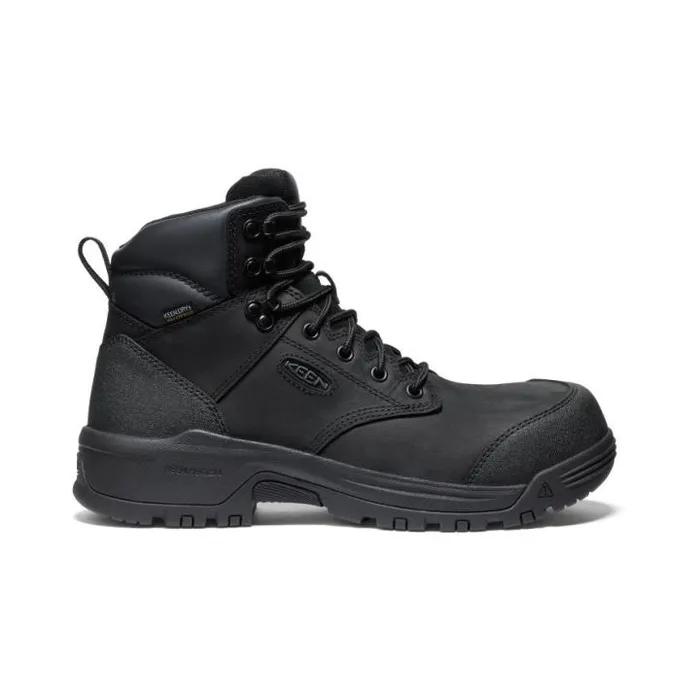 Evanston Boot 6quot Waterproof BlackBlack Leather Work Boot Men KEEN Work Boots and Shoes