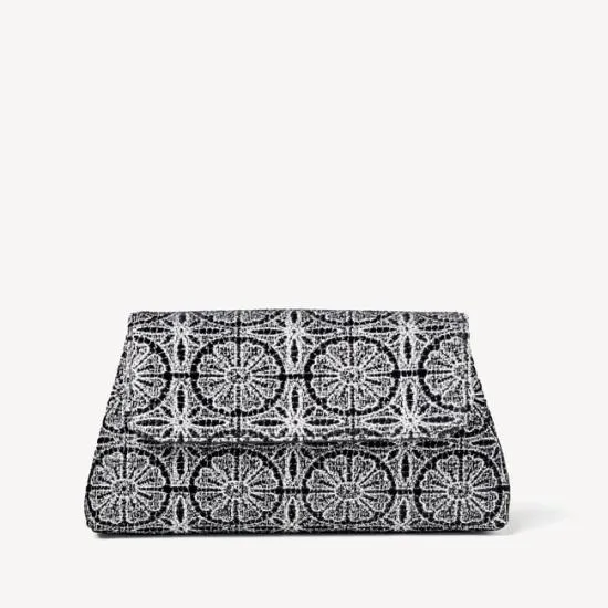 Evening Clutch Silver Metallic Rosette Women Aspinal Of London Mini