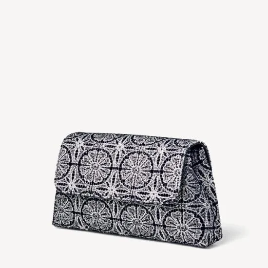 Evening Clutch Silver Metallic Rosette Women Aspinal Of London Mini