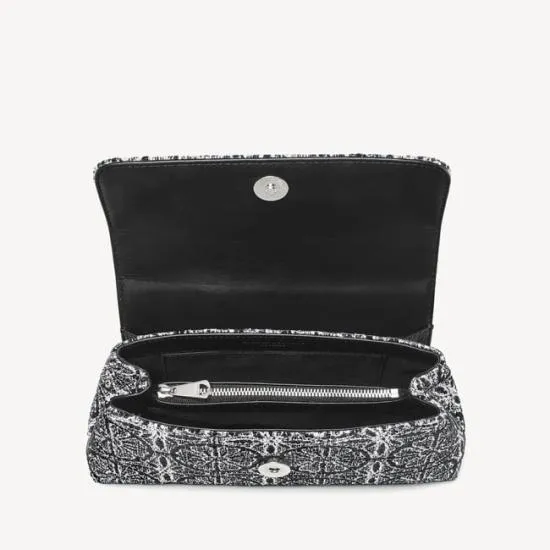 Evening Clutch Silver Metallic Rosette Women Aspinal Of London Mini