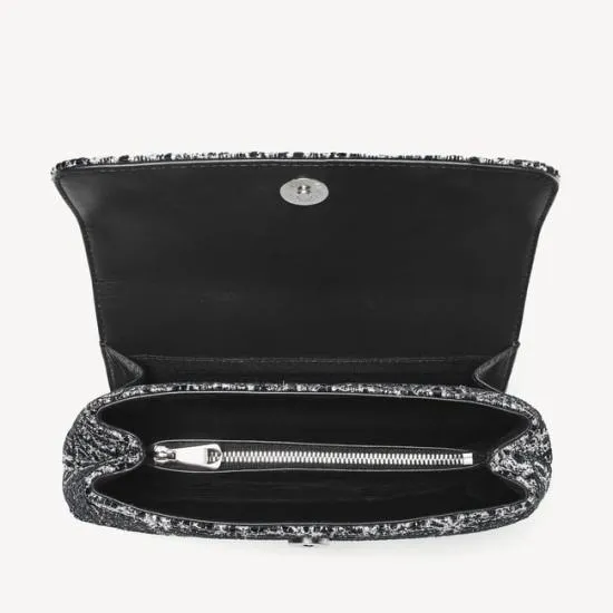 Evening Clutch Silver Metallic Rosette Women Aspinal Of London Mini